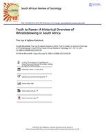 Truth to power: A historical overview of whistleblowing in South Africa