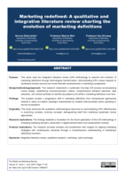 Marketing redefined : A qualitative and integrative literature review charting the evolution of marketing definitions