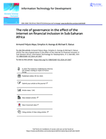 The role of governance in the effect of the internet on financial inclusion in Sub-Saharan Africa