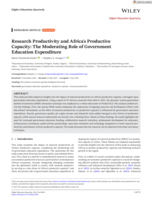 Research productivity and Africa's productive capacity : The moderating role of government education expenditure