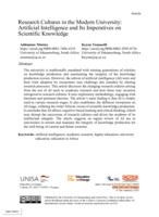 Research cultures in the modern university : Artificial intelligence and its imperatives on scientific knowledge: Artificial Intelligence and Its Imperatives on Scientific Knowledge