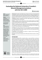 Evaluating the national university of Lesotho’s records management practices with the ISO 15489