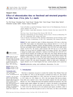 Effect of ultrasonication time on functional and structural properties of faba bean (Vicia faba L.) starch