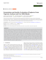 Formulation and quality evaluation of yoghurts from tigernut, soybean and cow milk blends