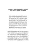 Perceptions of South African Residents on Alternative Energy Sources in Mitigating Load Shedding
