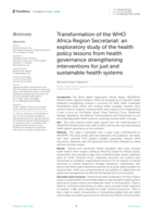 Transformation of the WHO Africa region secretariat : an exploratory study of the health policy lessons from health governance strengthening interventions for just and sustainable health systems