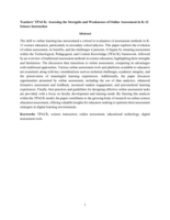 Teachers' TPACK : Assessing the strengths and weaknesses of online assessment in K-12 science instruction