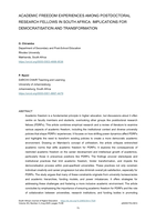 Academic freedom experiences among postdoctoral research fellows in South Africa : Implications for democratisation and transformation