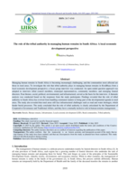 The role of the tribal authority in managing human remains in South Africa : A local economic development perspective