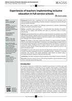 Experiences of teachers implementing inclusive education in full-service schools