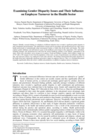 Examining gender disparity issues and their influence on employee turnover in the health sector