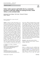 Indoor radon exposure and health risks in a community proximal to gold mine tailings in Gauteng province, South Africa : a cross-sectional study