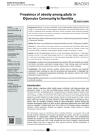 Prevalence of obesity among adults in Otjomuise community in Namibia