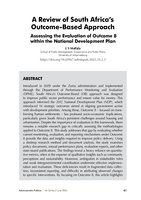 A review of South Africa’s outcome-based approach: Assessing the Evaluation of Outcome 8 within the National Development Plan