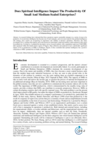 Does spiritual intelligence impact the productivity of small and medium-scaled enterprises?
