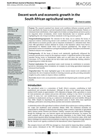 Decent work and economic growth in the South African agricultural sector
