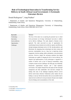 Role of technological innovation in transforming service delivery in South African local governmen t: A systematic literature review