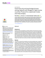 Food insecurity and psychological stress among migrants and refugees in high-income countries: Protocol for a systematic review and meta-analysis