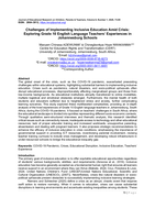Challenges of implementing inclusive education amid crisis : Exploring grade 10 english language teachers' experiences in Johannesburg schools 