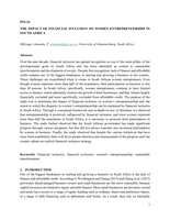 The impact of financial inclusion on women entrepreneurship in South Africa