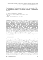 The challenges of implementing Public-Private Partnership (PPP) for infrastructure projects in low-income countries : A case study of Malawi