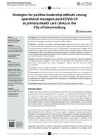 Strategies for positive leadership attitude among operational managers post-COVID-19 at primary health care clinics in the city of Johannesburg