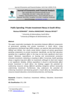 Public spending-private investment nexus in South Africa journal of economics and financial analysis