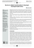 Barriers to digital transformation in Gauteng’s municipal health clinics