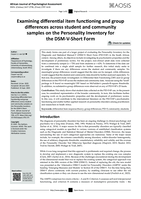 Examining differential item functioning and group differences across student and community samples on the personality inventory for the DSM-V-short form
