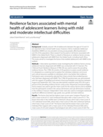 Resilience factors associated with mental health of adolescent learners living with mild and moderate intellectual difficulties