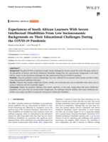 Experiences of South African learners with severe intellectual disabilities from low socioeconomic backgrounds on their educational challenges during the COVID‐19 pandemic