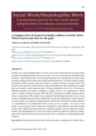 A scoping review of research on family resilience in South Africa : What is known and what are the gaps?