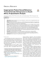 Inappropriate patient sexual behaviour towards female chiropractors in South Africa : A quantitative analysis