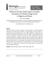Influence of mass media reports on public perception of climate change issues in Nigeria and Ghana