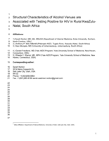 Structural characteristics of alcohol venues are 2 associated with testing positive for HIV in rural KwaZulu- Natal, South Africa
