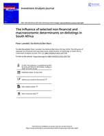 The influence of selected non-financial and macroeconomic determinants on delistings in South Africa