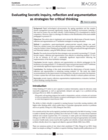 Evaluating socratic inquiry, reflection and argumentation as strategies for critical thinking
