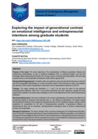 Exploring the impact of generational contrast on emotional intelligence and entrepreneurial intentions among graduate students