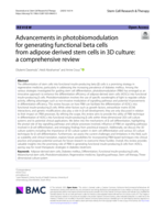 Advancements in photobiomodulation for generating functional beta cells from adipose derived stem cells in 3D culture : a comprehensive review