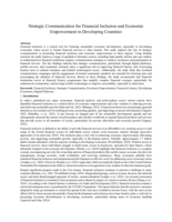 Strategic communication for financial inclusion and economic empowerment in developing countries
