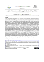 Analysis of climate trends and change point detection in upper middle Olifants catchment, South Africa