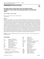 Synergistic effects of spiral tape inserts and magnetic hybrid nanofluids on heat transfer and entropy generation in transition flow regime