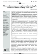 A knowledge management implementation strategy for architectural firms in Gauteng, South Africa