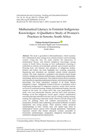 Mathematical literacy in feminist indigenous knowledges : A qualitative study of women's practices in Soweto, South Africa