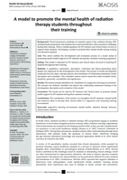 A model to promote the mental health of radiation therapy students throughout their training