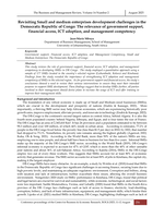 Revisiting small and medium enterprises development challenges in the Democratic Republic of Congo : The relevance of government support, financial access, ICT adoption, and management competency