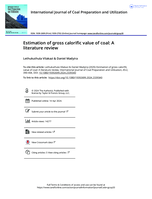 Estimation of gross calorific value of coal : a literature review