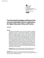 Transforming knowledge and research for just and sustainable futures : implications for higher education policy and practice