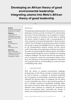 Developing an African theory of good environmental leadership: Integrating ukama into Metz’s African theory of good leadership