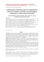 Examining the moderating effects of organisational culture on workplace incivility and psychological well-being at a South African university